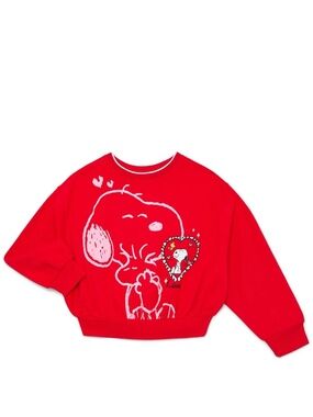 Peanuts Snoopy Girls Red Graphic Fleece Sweatshirt Medium (7-8) NWT